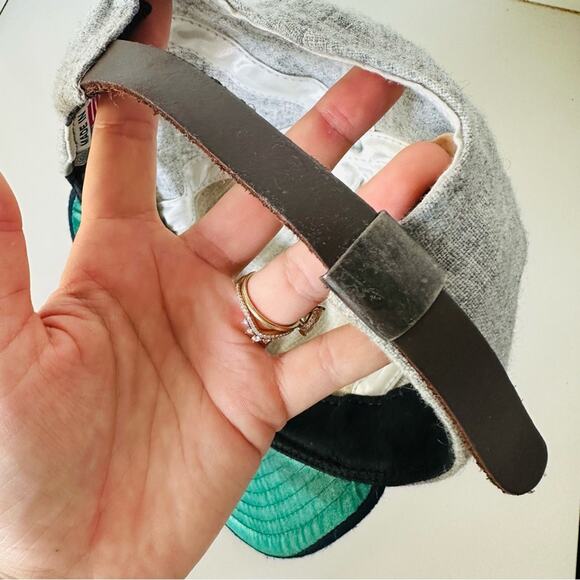 EBBETS FIELD Grey Flannel Brown Leather Snapback Adjustable Baseball Hat Cap - Picture 5 of 10